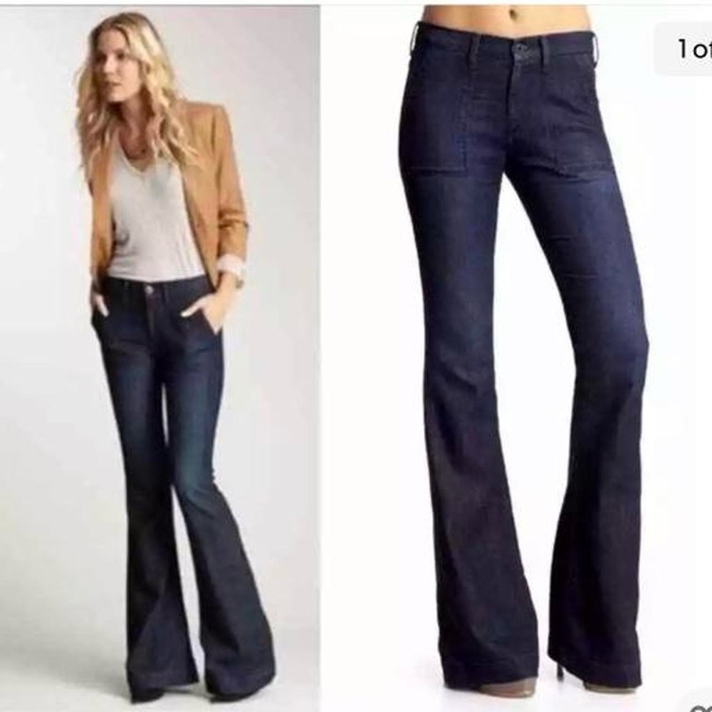 AG Jeans Goldie Dark Denim Patch Pocket Bell Bottom size 27